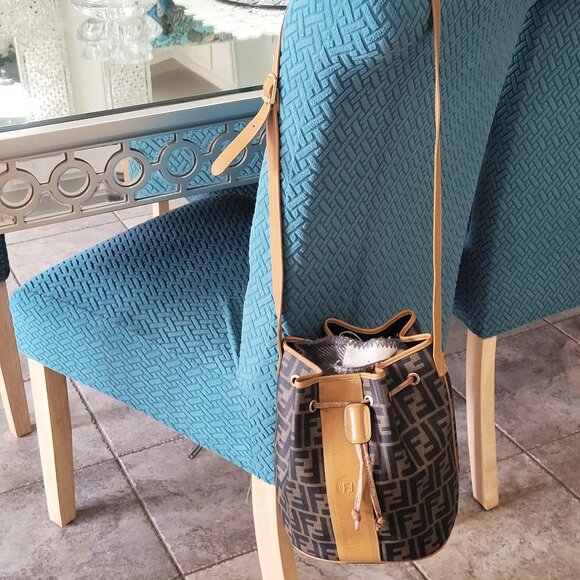 Fendi Zucca Draw String Bucket CrossbodyBag - Picture 3 of 15